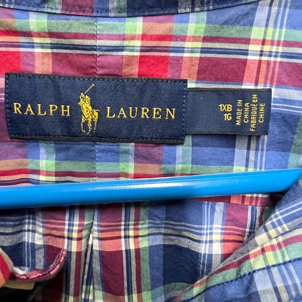 Ralph Lauren Men's Plaid Shirt - Red and Blue - Picture 2 of 3